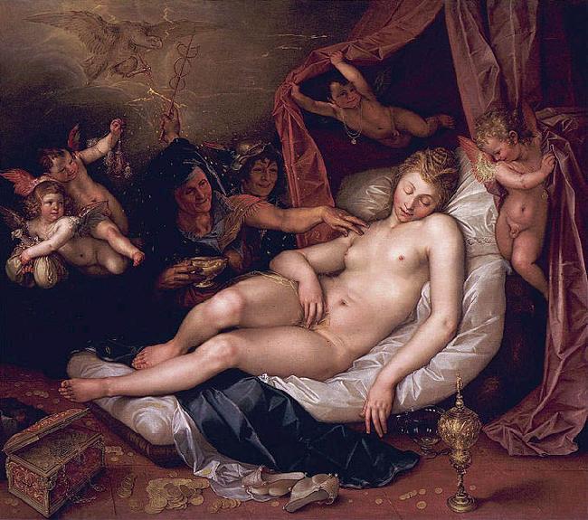 Hendrick Goltzius Danae receiving Jupiter as a shower of gold. China oil painting art